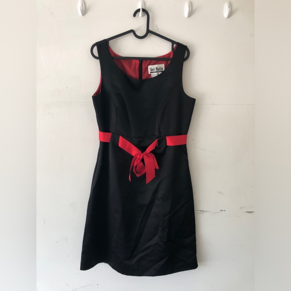 Vintage Sherri Martin Black and Red Formal Dress 10 Large